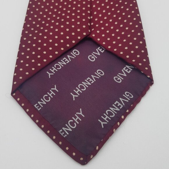 Givenchy Gentleman Paris Tie Wine with Tan Tiny Polka Dots - Picture 3 of 9